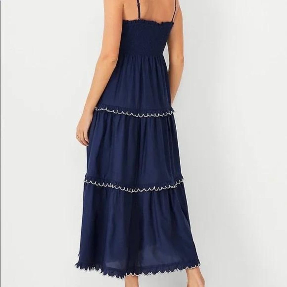New Ann Taylor Smocked Scalloped Tiered Maxi Dress - Picture 2 of 3
